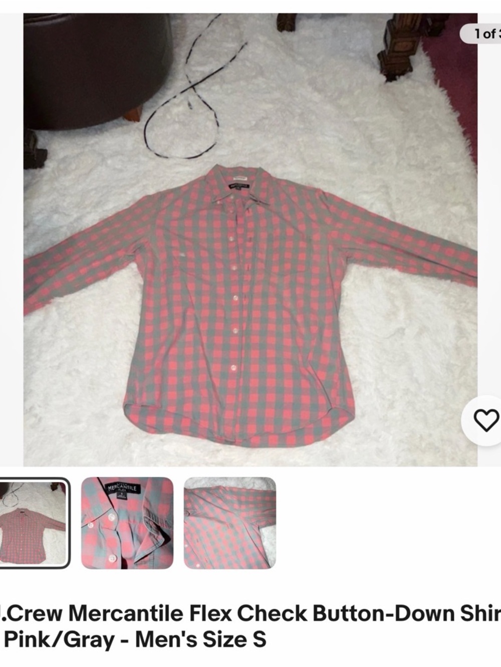 J. Crew Pink and Gray Check Button-Down Shirt